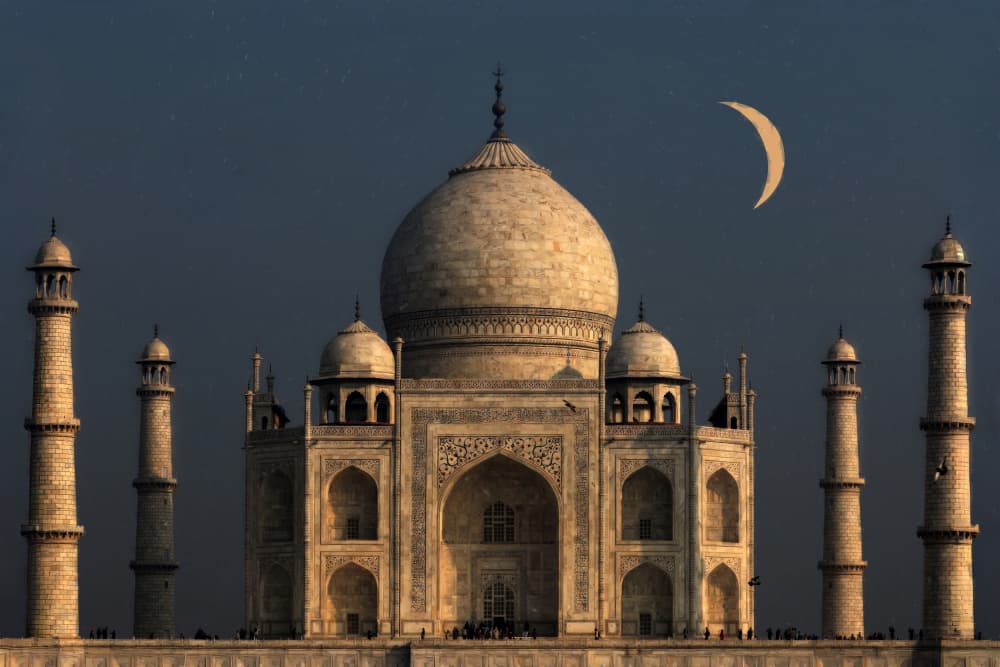 Taj Mahal Crescent Moon by Hans-Wolfgang Hawerkamp — canvas wall art