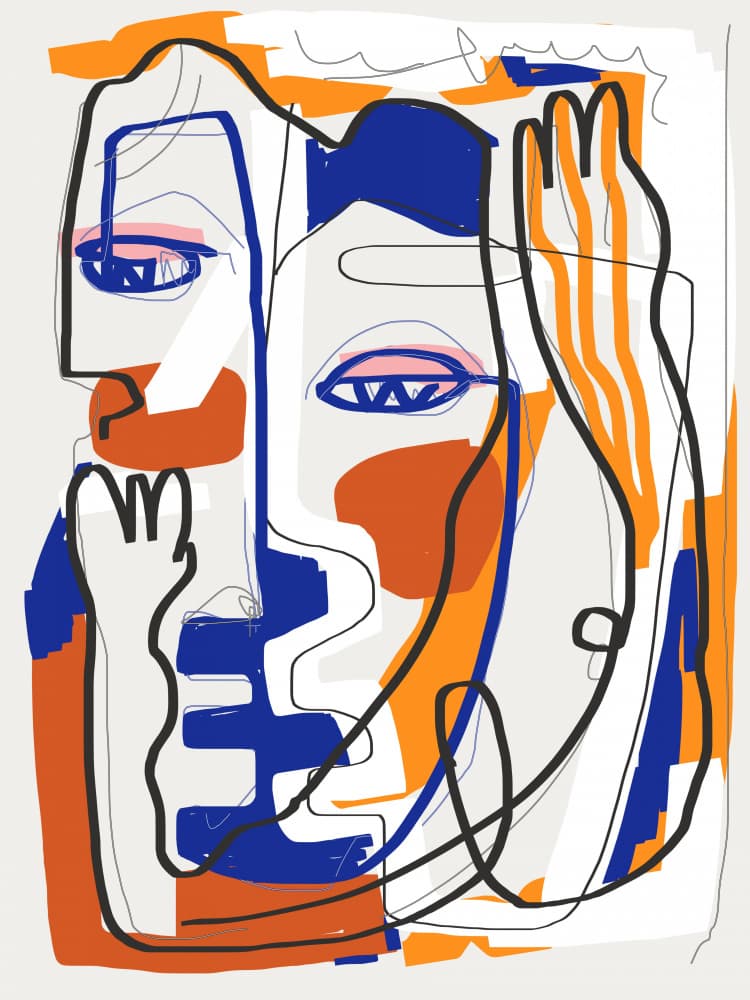 Colorful Cubist Faces by Little Dean — canvas wall art