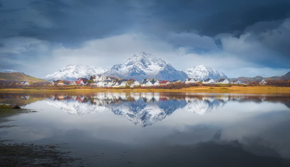 Tranquil Village Reflections by Eugenio Pastor Benjumeda — canvas wall art
