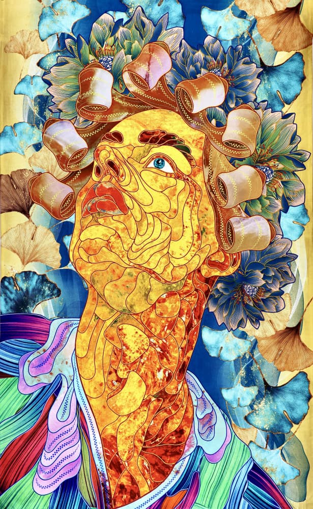 Golden Floral Gaze by Kostyantin Malginov — canvas wall art