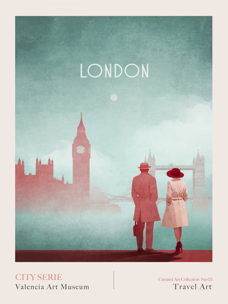London - Big Ben and Tower Bridge by Emel Tunaboylu — canvas wall art