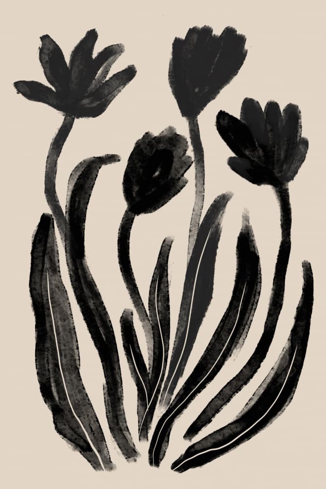 Minimalist Black Flowers by Melloi Art Prints — canvas wall art
