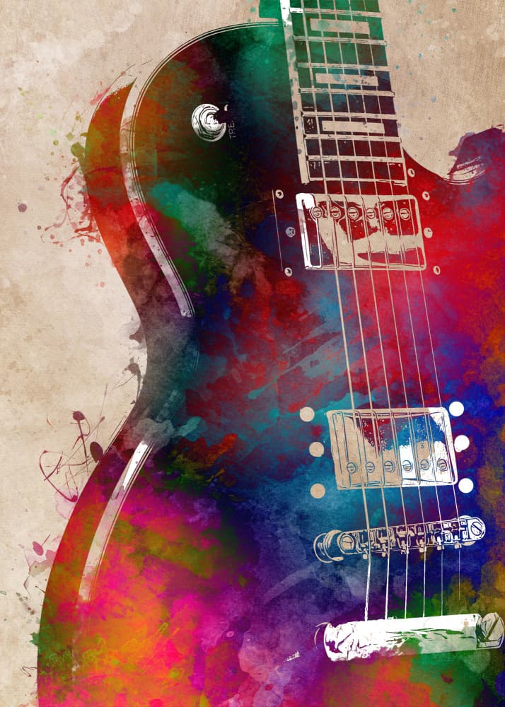 Colorful Electric Guitar by Justyna Jaszke — canvas wall art