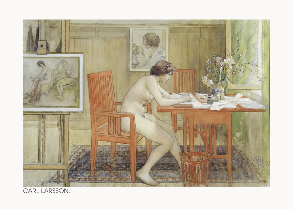 The Model Writing a Postcard 1906 by Carl Larsson — canvas wall art