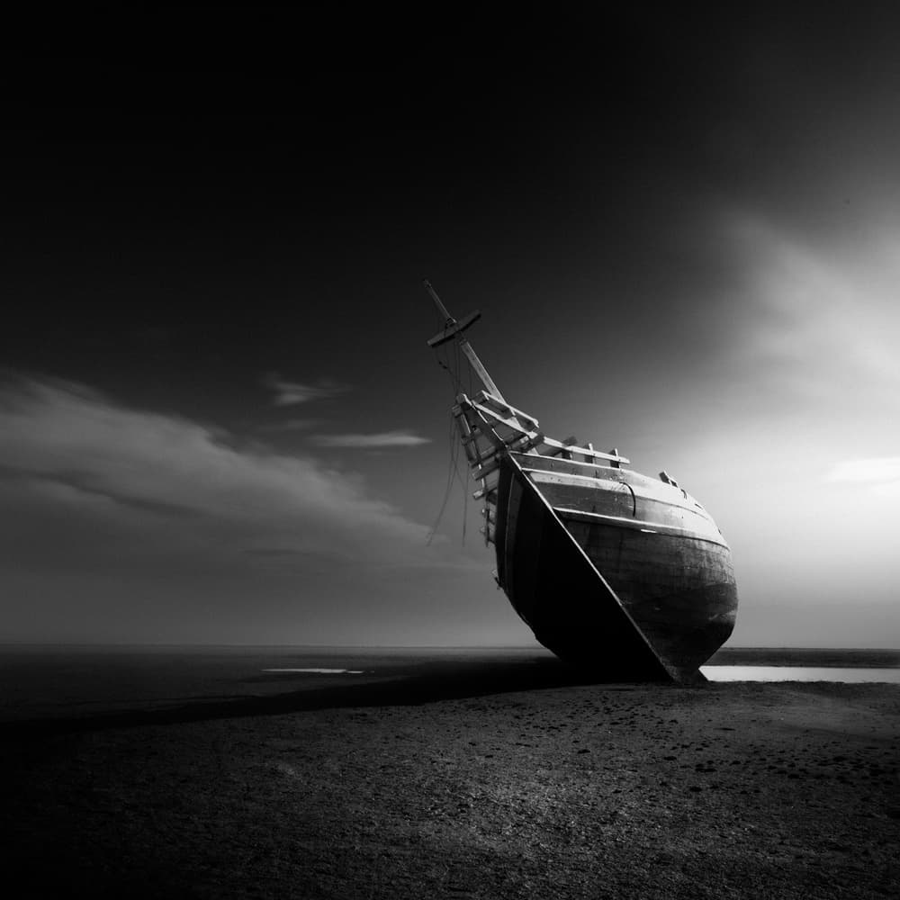 Abandoned Shipwreck Shore by Rony Tjayana — canvas wall art