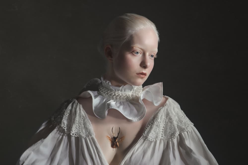 Ethereal Portrait With Beetle by Michaela Durisova — canvas wall art