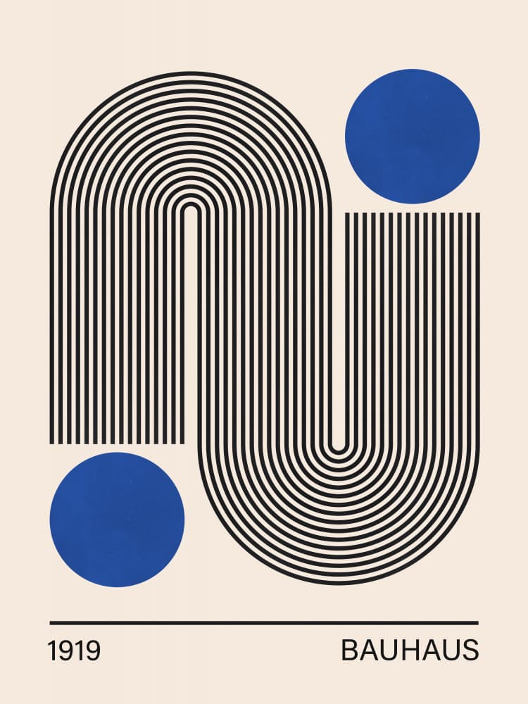 Modern Curves Blue Circles by Vitor Costa — canvas wall art