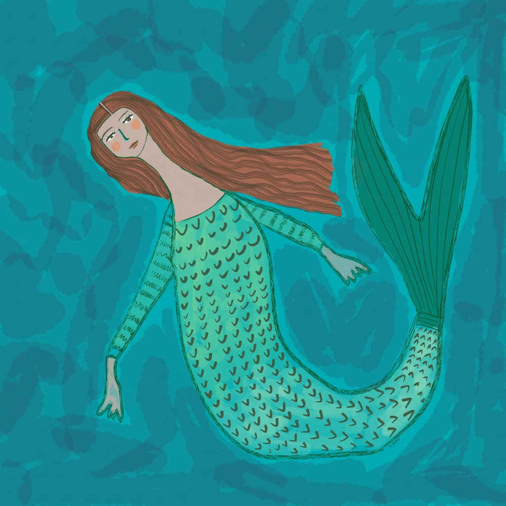 Serene Swimming Mermaid by Sharyn Bursic — canvas wall art