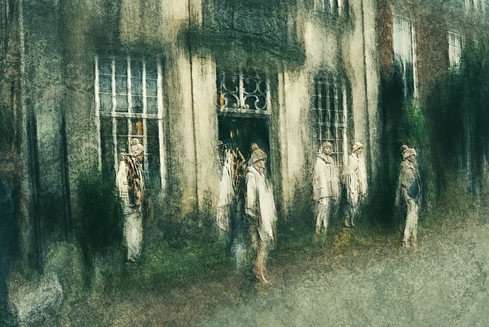 Ghostly Figures Old House by Jan van der Linden — canvas wall art