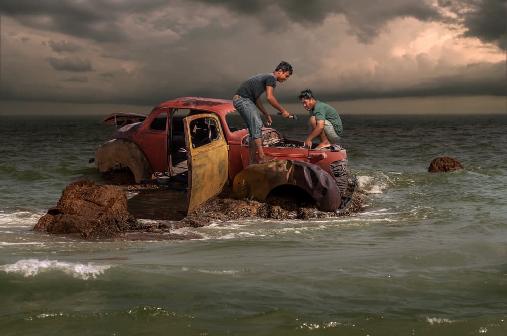 Vintage Ocean Repair by Marcel Egger — canvas wall art