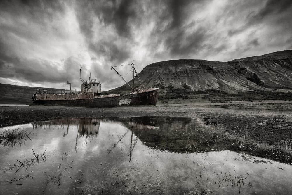 Abandoned Shipwreck Reflection by Þorsteinn H. Ingibergsson — canvas wall art