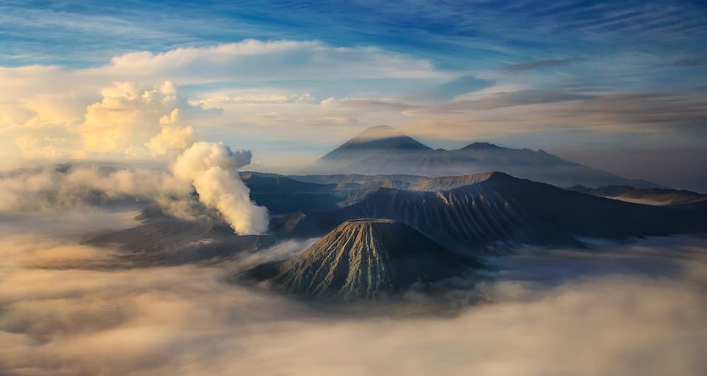 Majestic Volcanic Peaks by Rooswandy Juniawan — canvas wall art