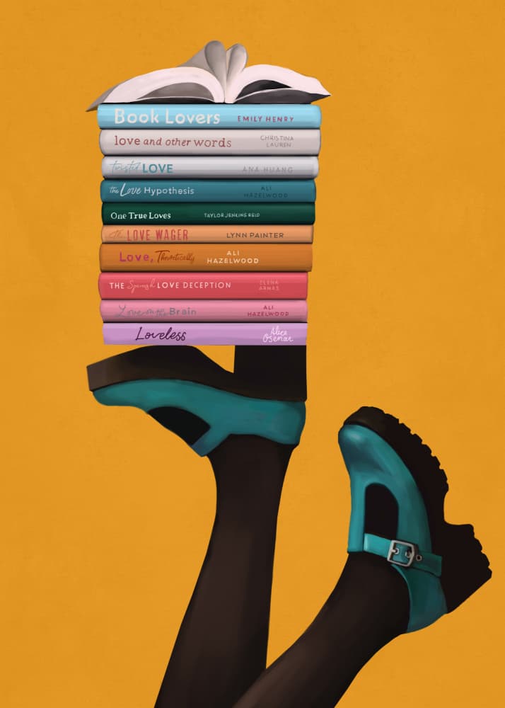 Whimsical Book Lover Feet by Flow Line — canvas wall art