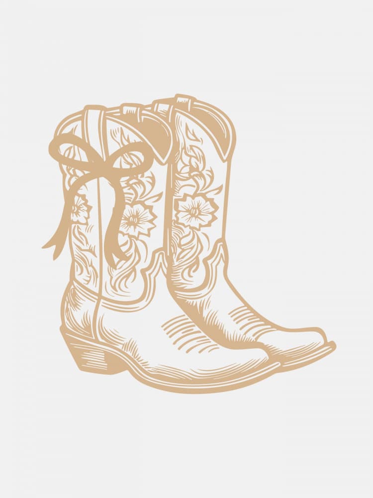 Floral Cowboy Boots with Bow by Jolly and Dash — canvas wall art