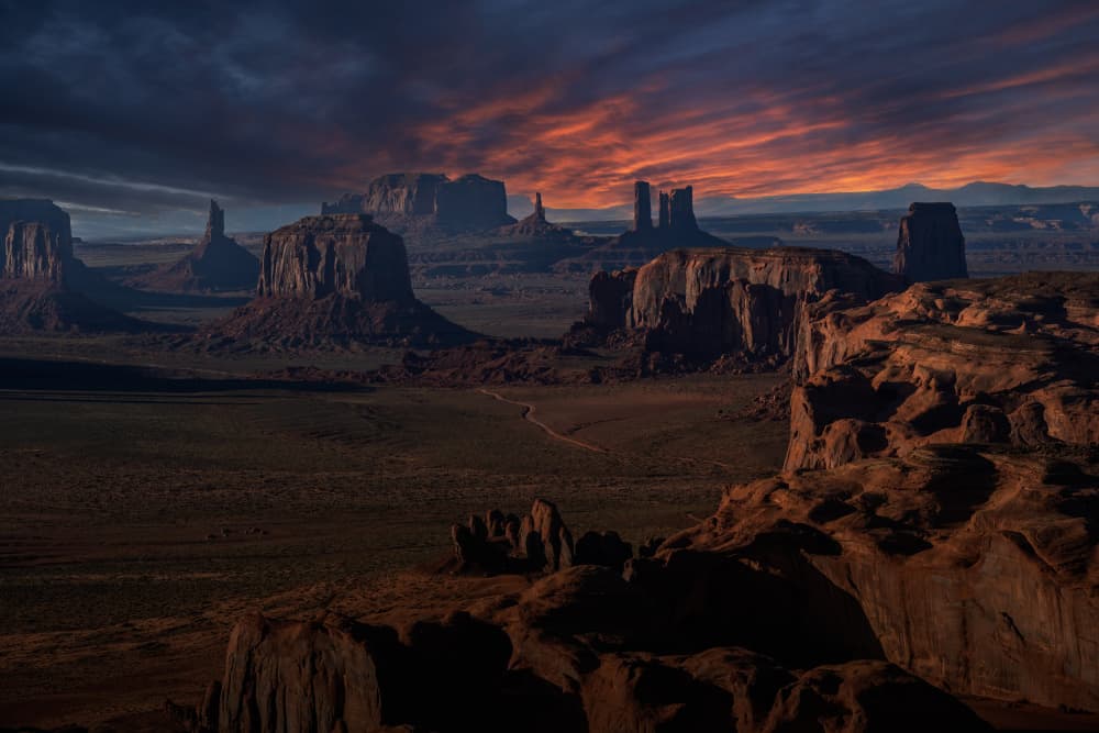 Dramatic Monument Valley Sunset by Chao Feng 天馬 — canvas wall art