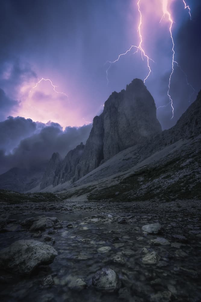 Mountain Lightning Storm by Marco Bruna — canvas wall art