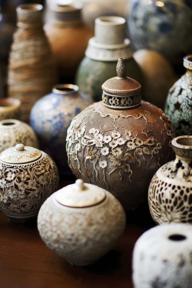 Intricate Ceramic Vases by Treechild — canvas wall art