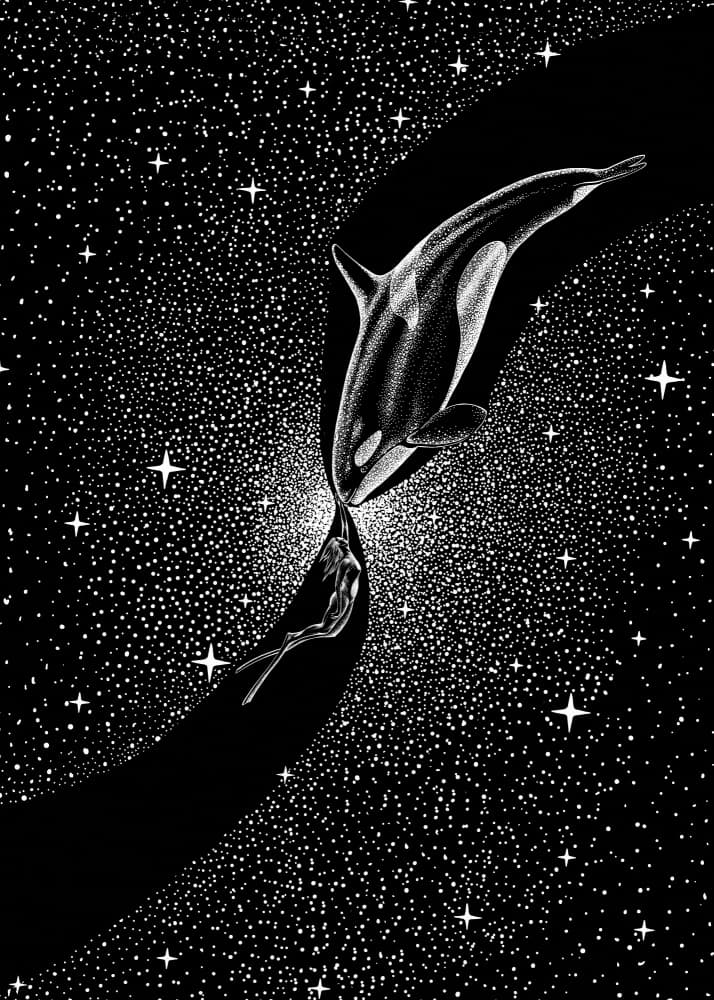 Starry Whale Embrace by Alirıza ÇAKIR — canvas wall art