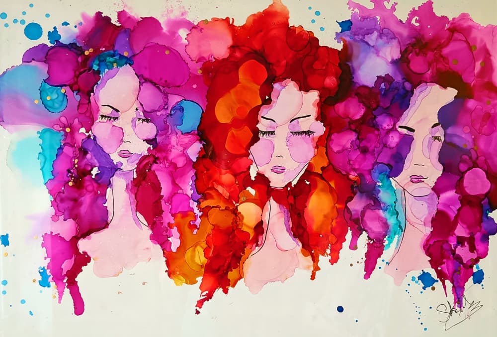 Colorful Flowing Women by Sofia Toborg — canvas wall art