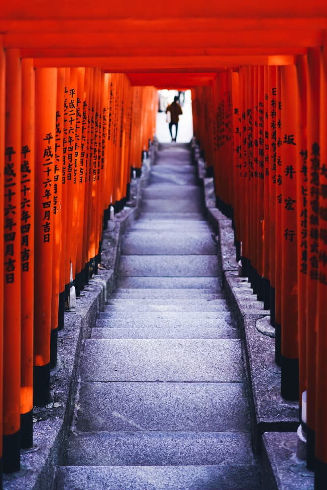 Orange Torii Gate Path by Stephane Navailles — canvas wall art