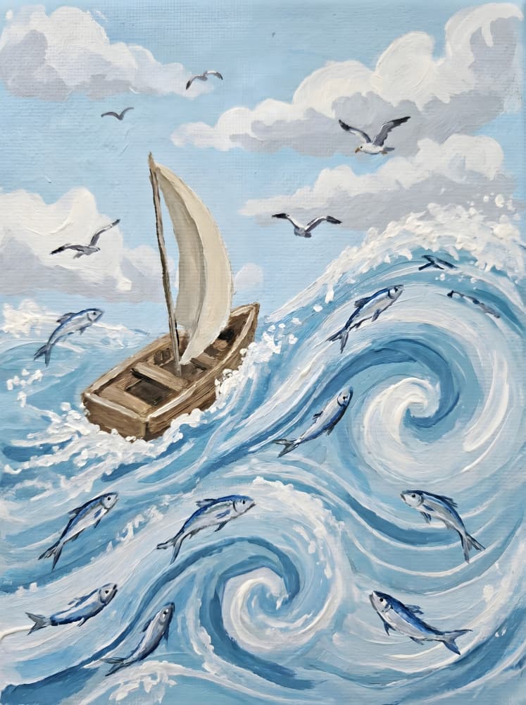 Turbulent Ocean Fish by HUGO — canvas wall art