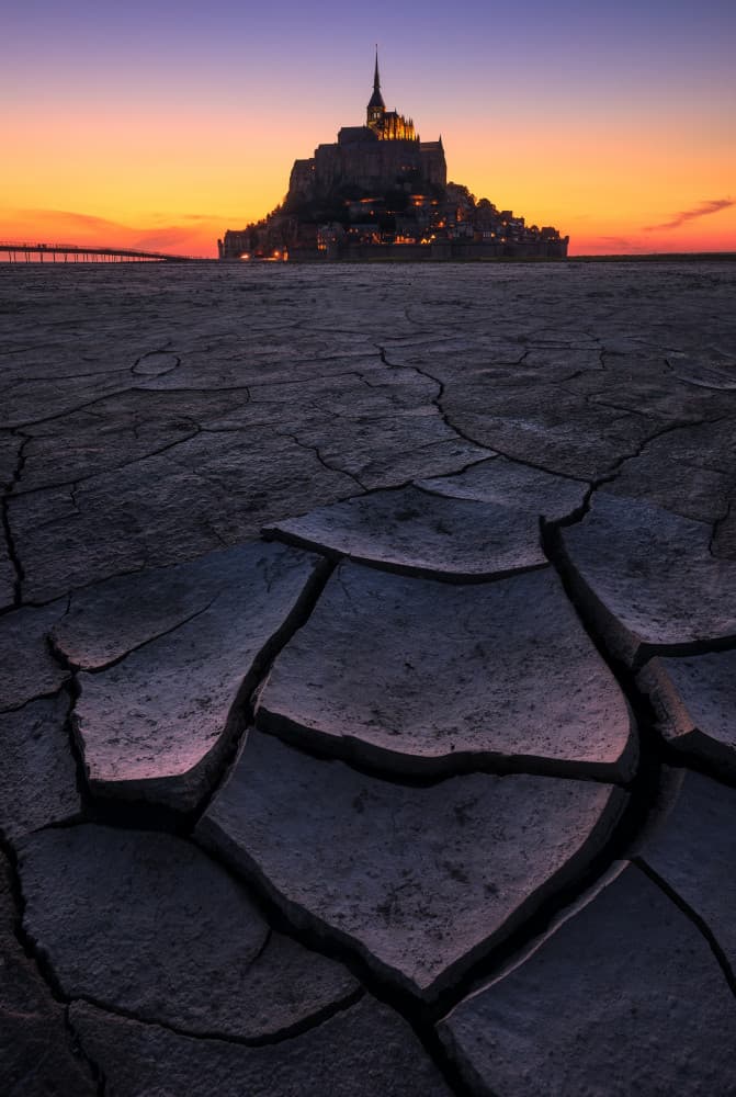 Mont Saint-Michel Sunset Landscape by Daniel Gastager — canvas wall art