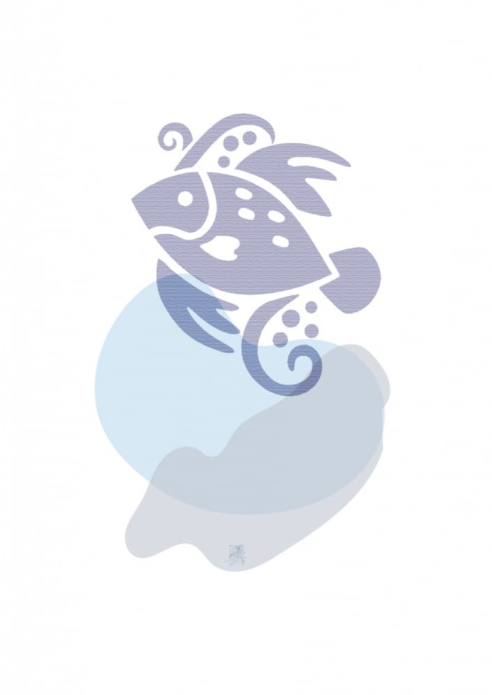 Whimsical Blue Fish by Osvaldo Russo — canvas wall art