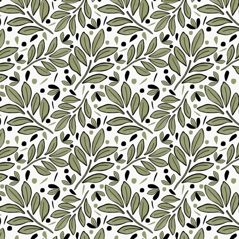 Elegant Olive Leaf Pattern by Michele Channell — canvas wall art