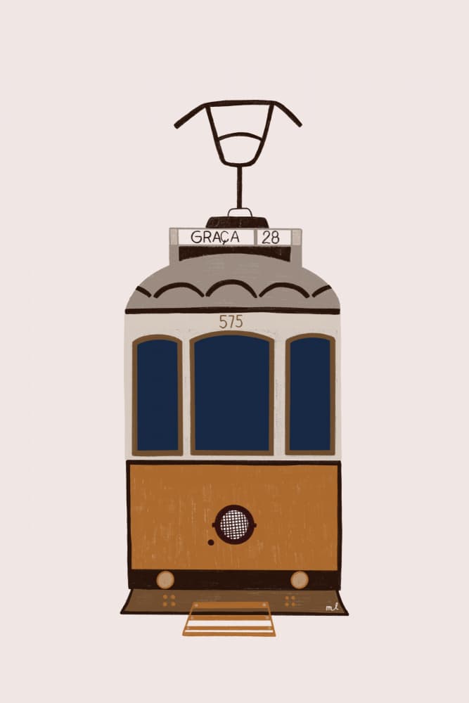 Retro Lisbon Tram 28 by Menina Lisboa — canvas wall art