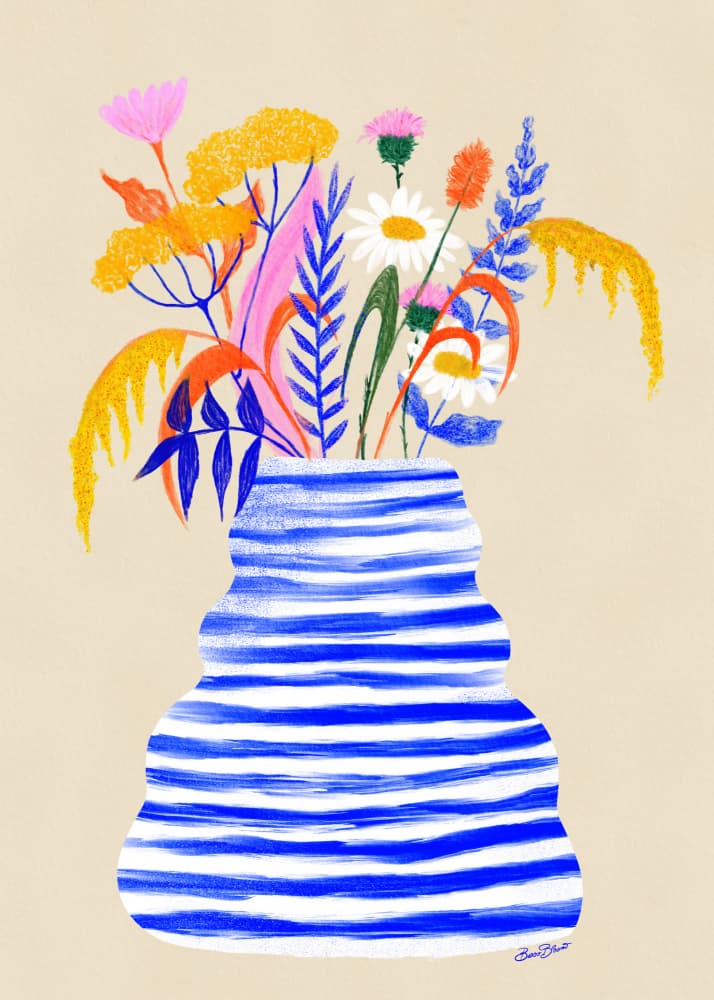 Colorful Striped Vase by Baroo Bloom — canvas wall art