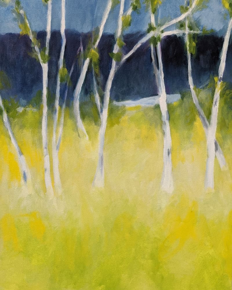 Serene Birch Meadow by Claire Whitehead — canvas wall art
