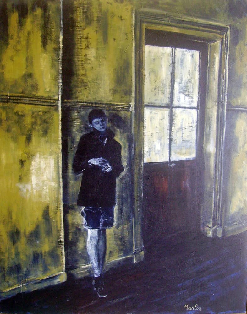 Pensive Boy Dark Room by Pascal Marlin — canvas wall art