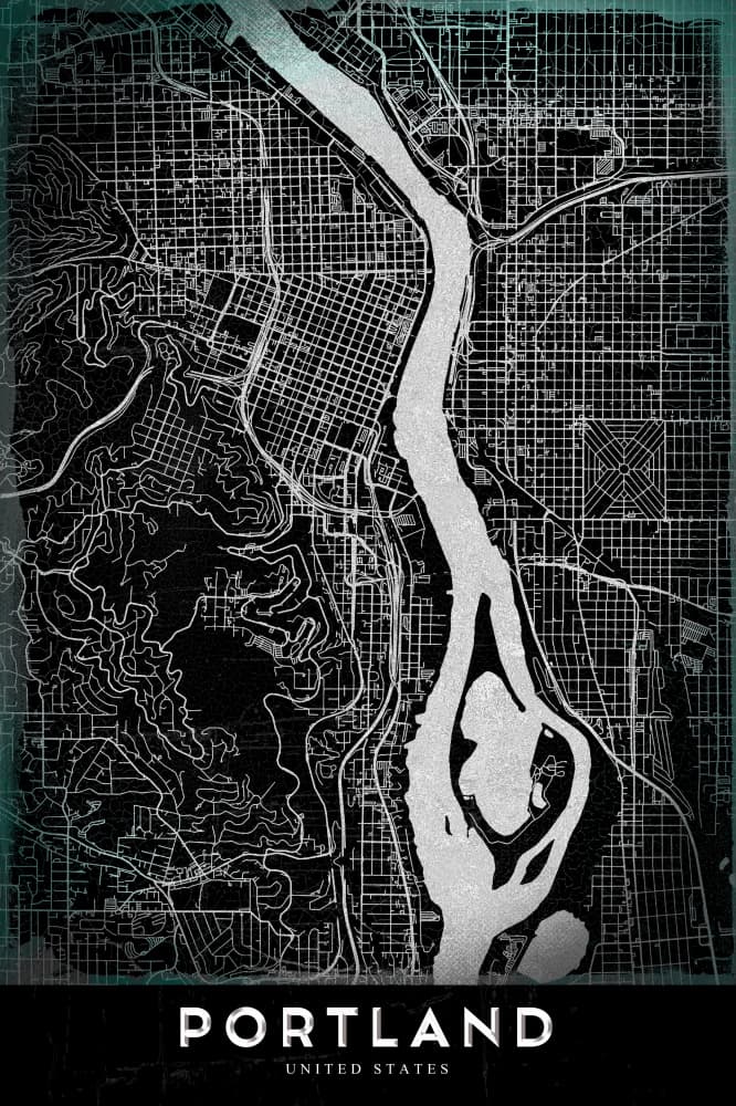 Modern Portland City Map by StudioSix — canvas wall art
