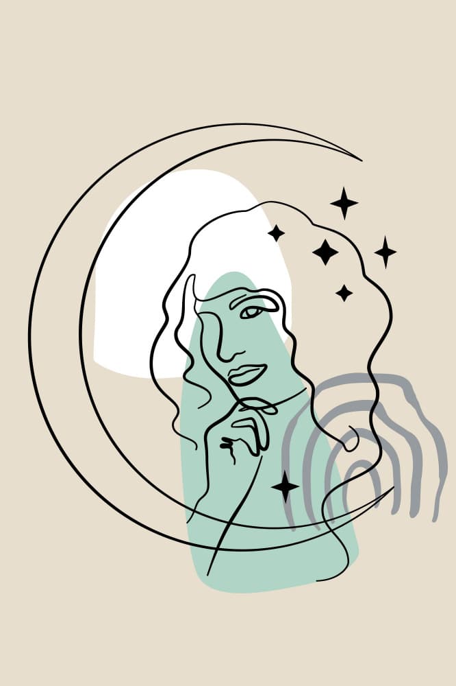 Celestial Woman Line Art by Anna Rose — canvas wall art