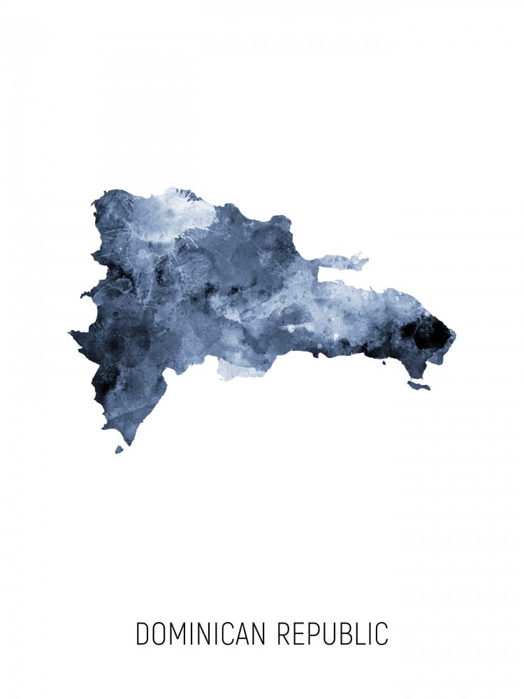 Dominican Republic Watercolor Map by Michael Tompsett — canvas wall art