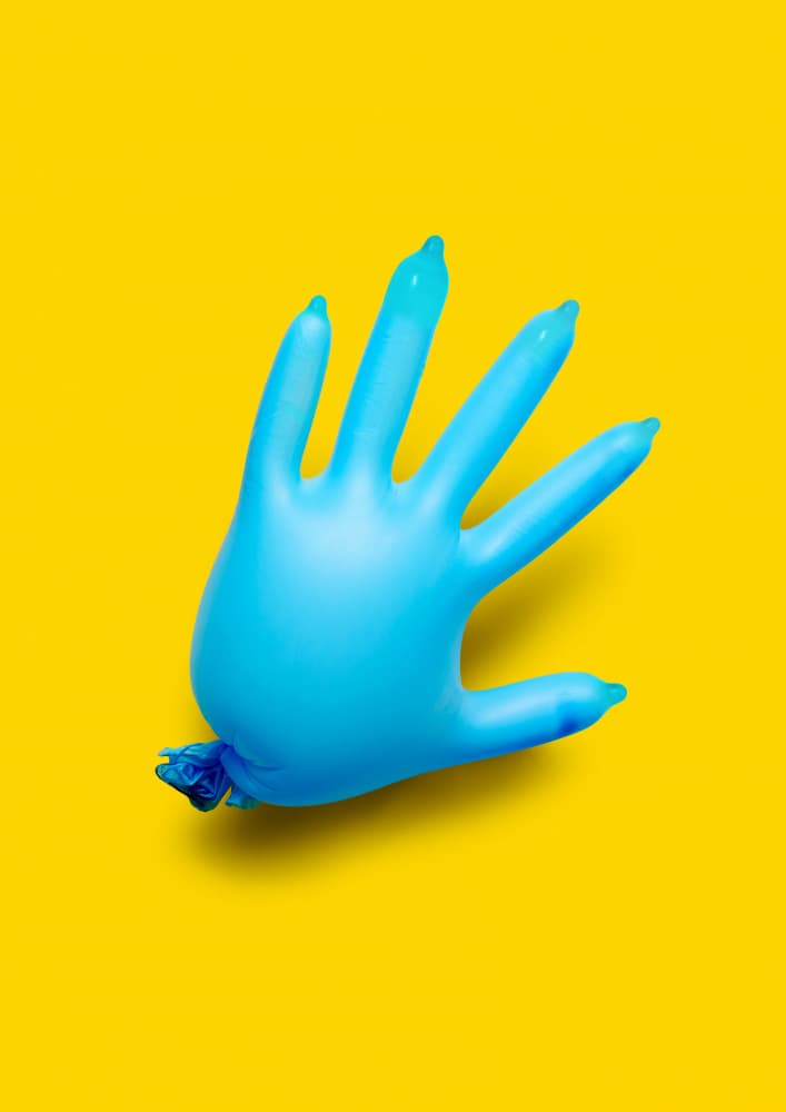 Playful Blue Glove by Artem Pozdniakov — canvas wall art