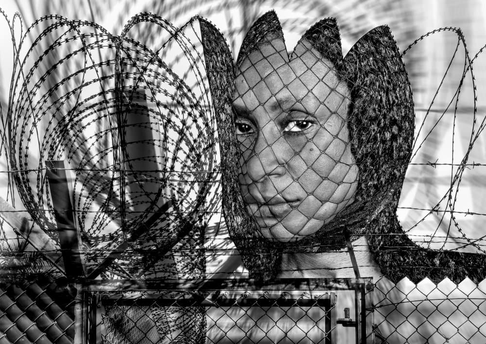 Wired Face Portrait by Elizabeth Cowle — canvas wall art