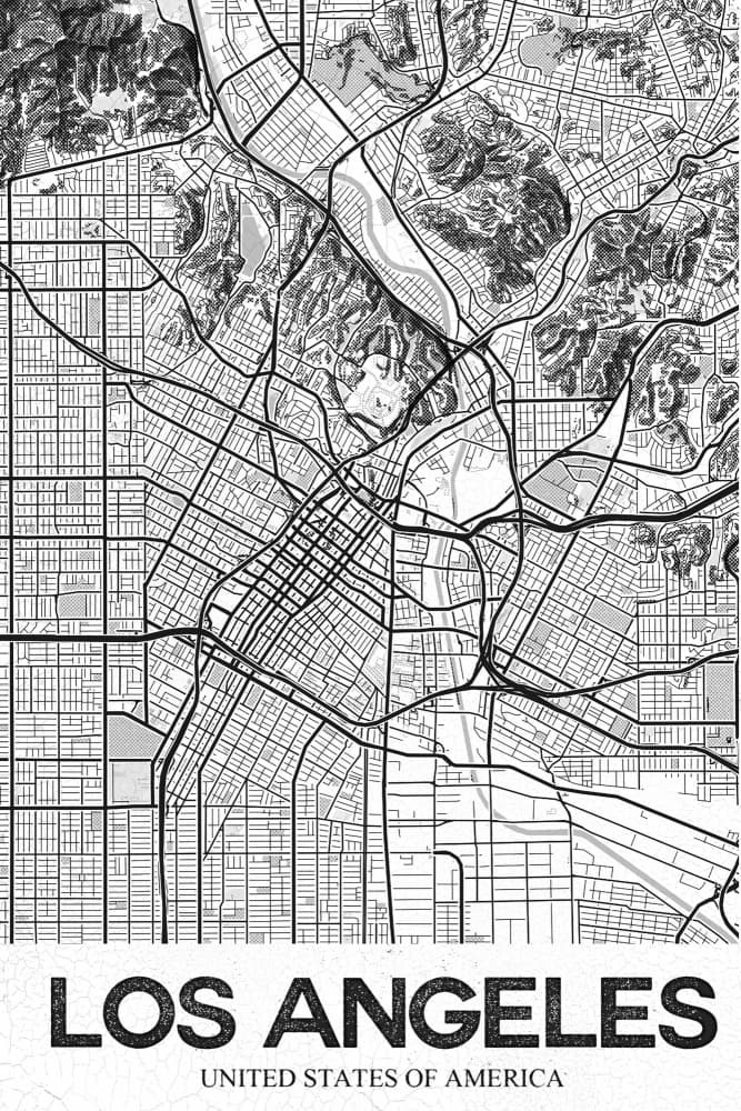 Modern Los Angeles Map by StudioSix — canvas wall art