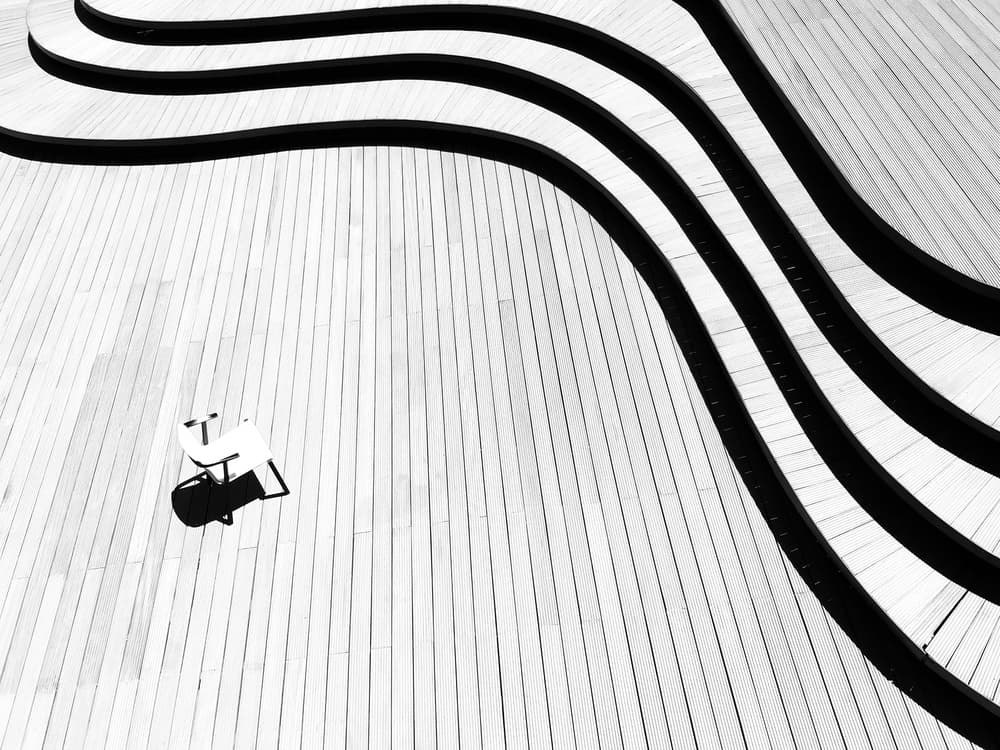 Solitary Chair Wavy Steps by Bingo Z — canvas wall art