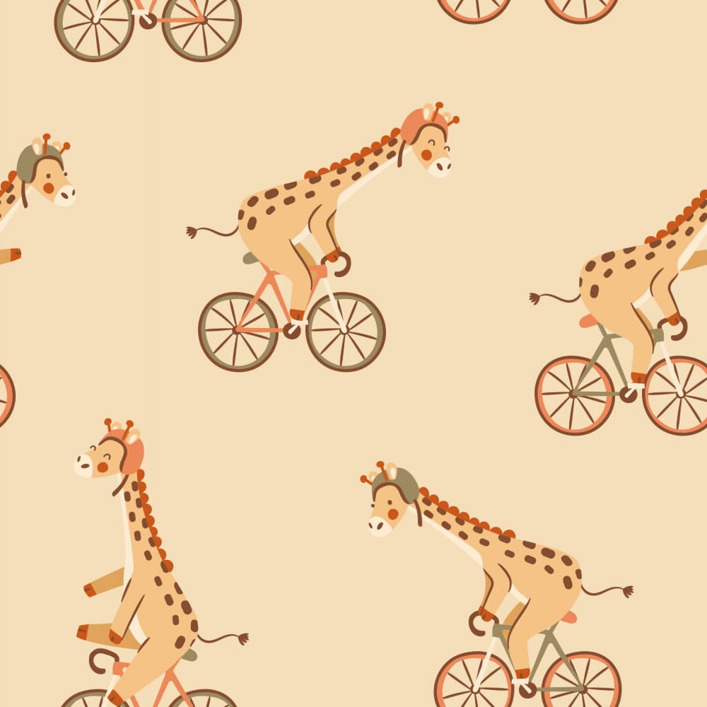 Cute Giraffes Cycling by Weronika Gross — canvas wall art