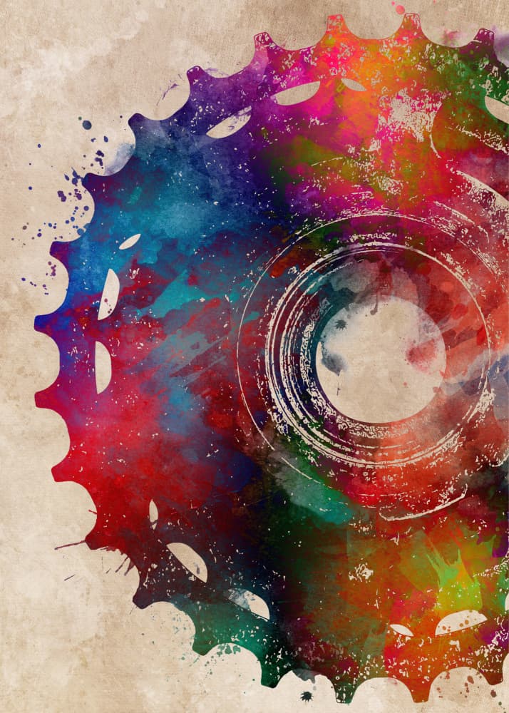 Vibrant Bike Gear by Justyna Jaszke — canvas wall art