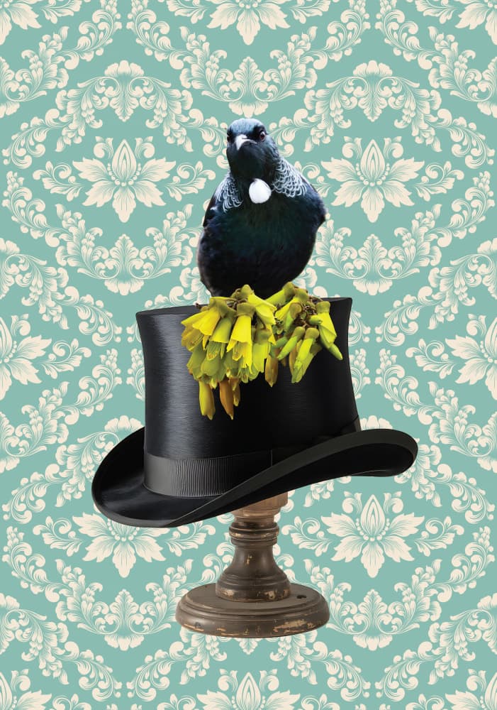 Whimsical Tui Top Hat by Sue Skellern — canvas wall art