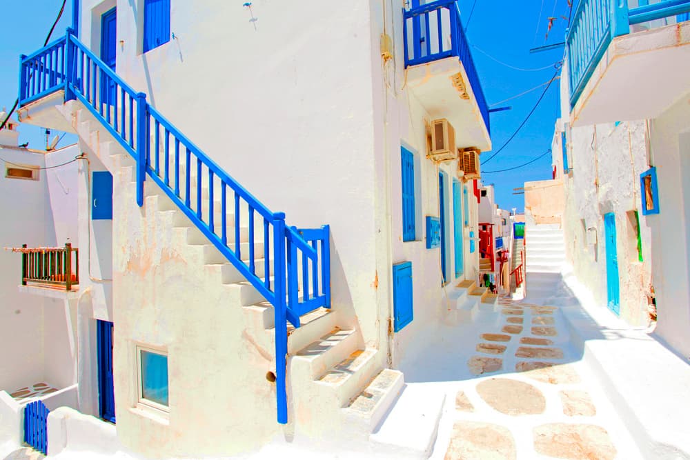 Mykonos Blue Stairs by Dieter Matthes — canvas wall art