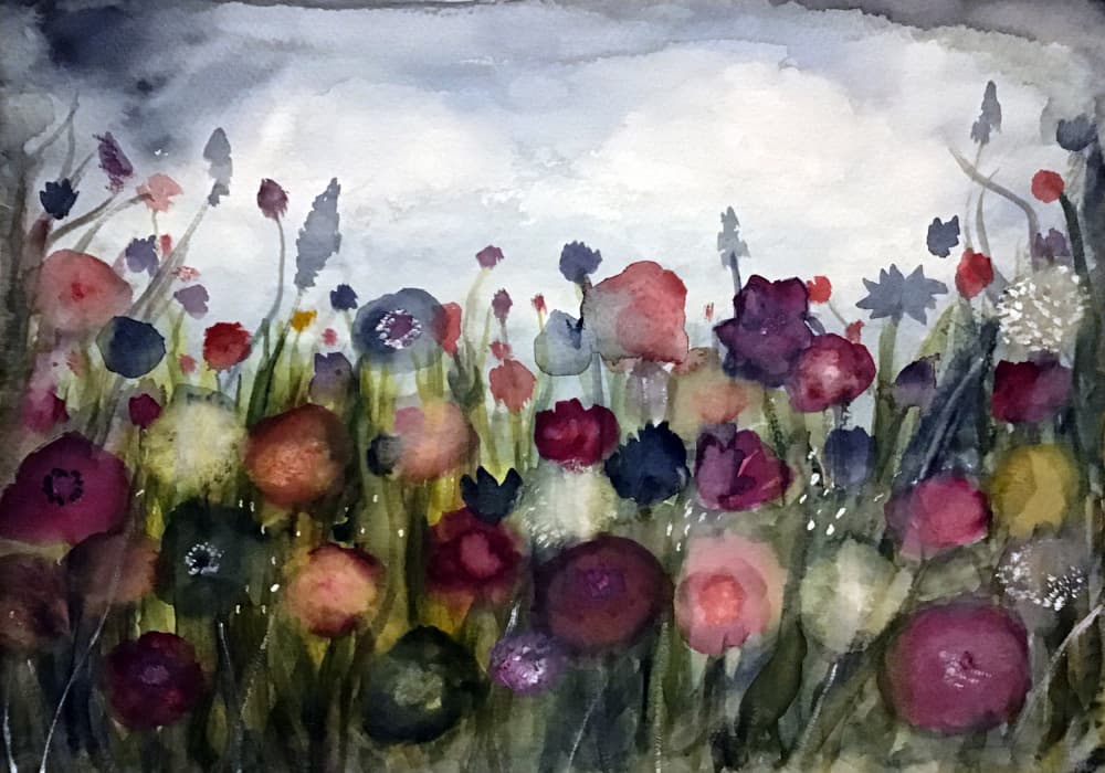 Dreamy Flower Field by Monica Lindblom — canvas wall art
