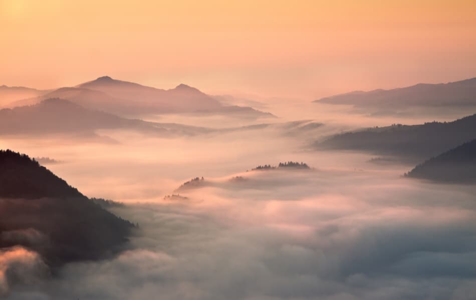 Golden Hour Mountain Mist by Przemyslaw Kruk — canvas wall art