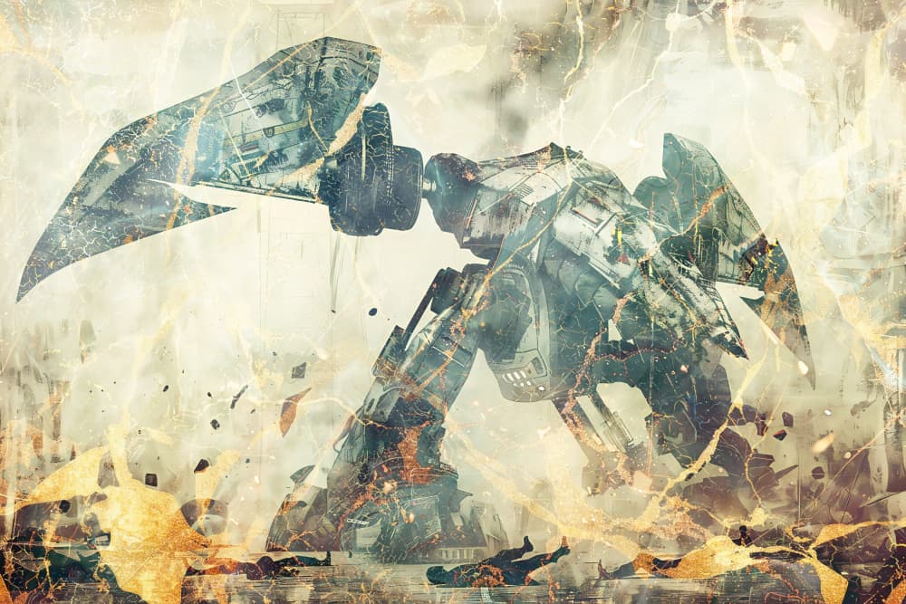 Dystopian Mech Warfare by Rafal Kulik — canvas wall art