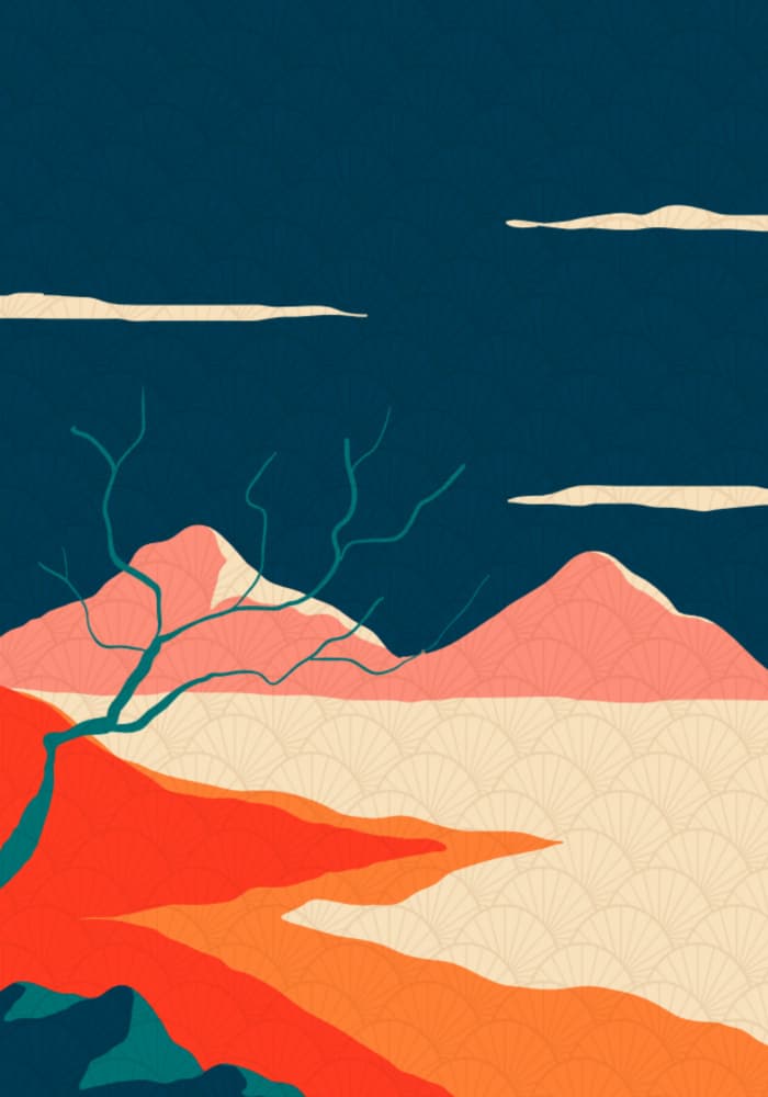 Japanese Mountain Landscape by Fadil Roze — canvas wall art