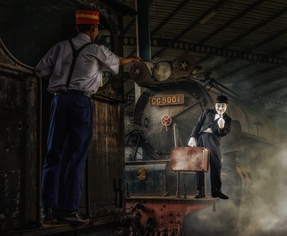 Mime's Classic Train Journey by Fira Mikael — canvas wall art