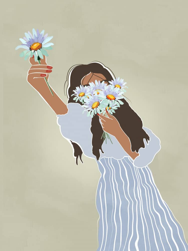 Woman With Fresh Daisies