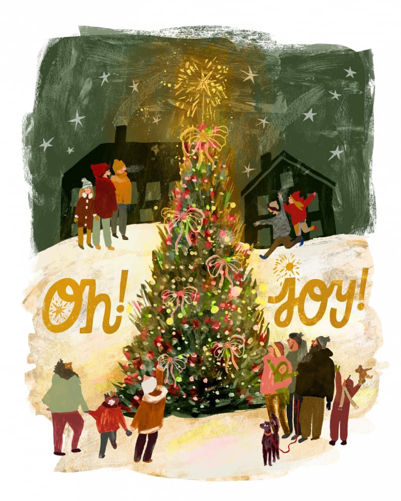 Christmas Tree Celebration by Claire Hanley — canvas wall art